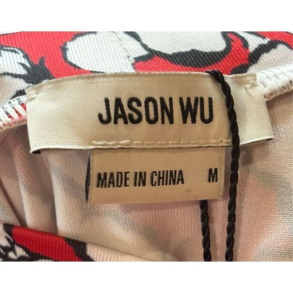 Jason Wu Jersey Turtleneck in Abstract Floral Print in Plaster Red & White NWT S - Picture 8 of 10